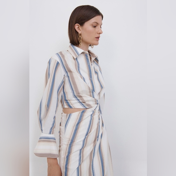 6. NWT JONATHAN SIMKHAI MARGE STRIPED MIDI DRESS IN NOUGAT STRIPE - Picture 8 of 8